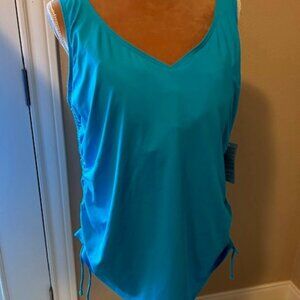 LANDS END Tankini Top 18W Beautiful Aqua
